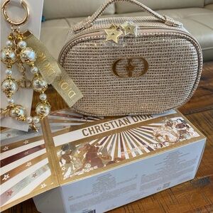 Dior GWP 2025 limited special edition gold cosmetic bag & DIOR matching keychain